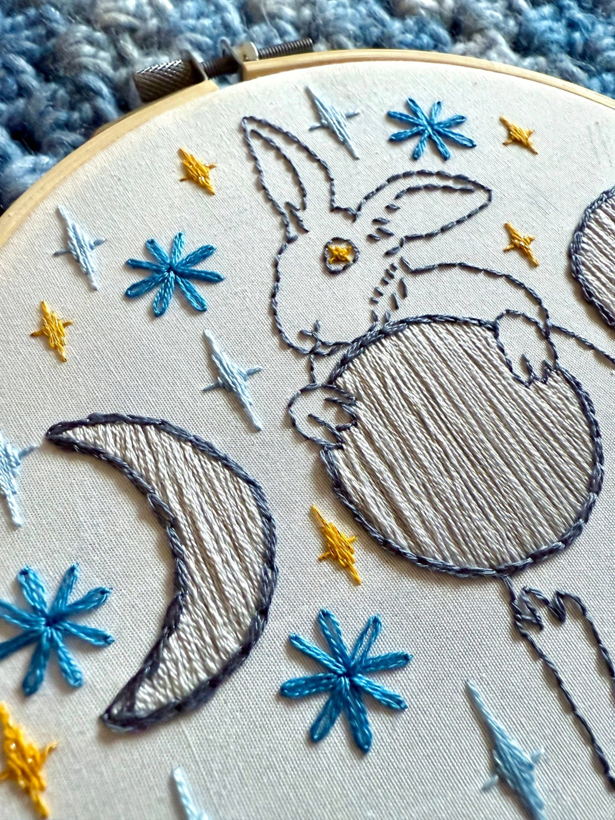 6" Moon Rabbit Embroidery Kit - Shop at Persephone's Hearth