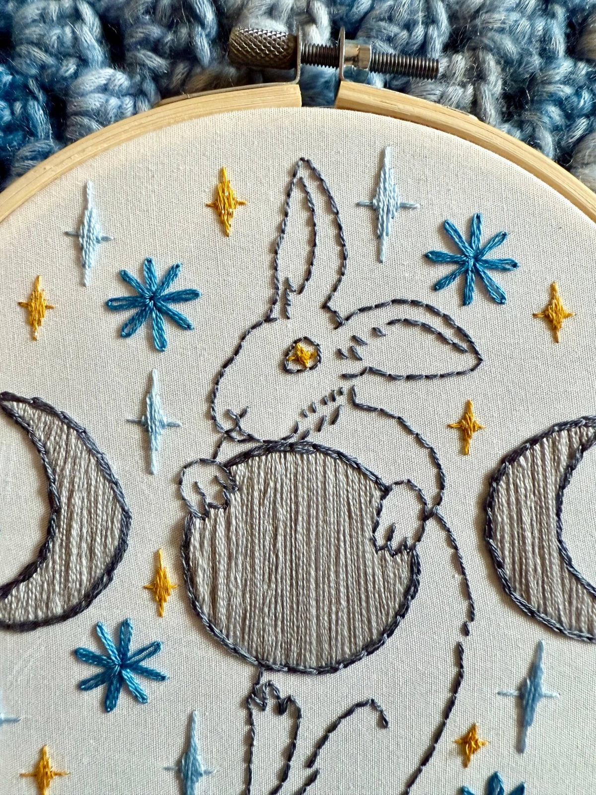 6" Moon Rabbit Embroidery Kit - Shop at Persephone's Hearth