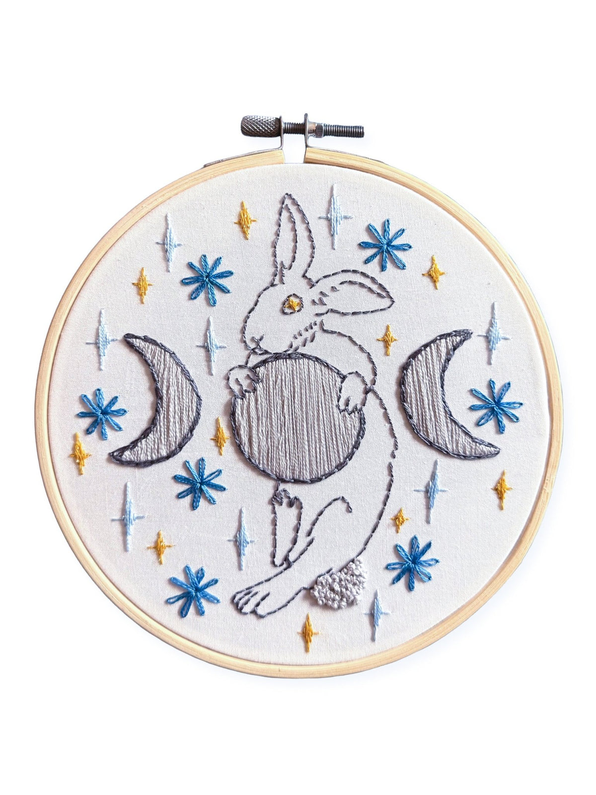 6" Moon Rabbit Embroidery Kit - Shop at Persephone's Hearth