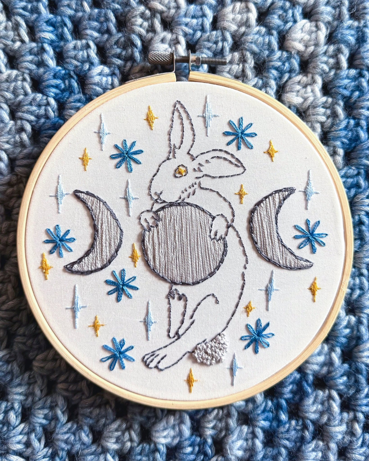 6" Moon Rabbit Embroidery Kit - Shop at Persephone's Hearth