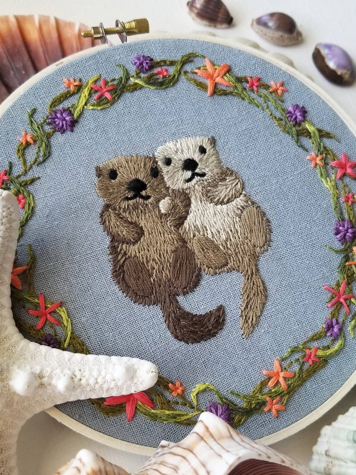 *Pre - order* 6" Otterly Adorable Embroidery Kit - Shop at Persephone's Hearth
