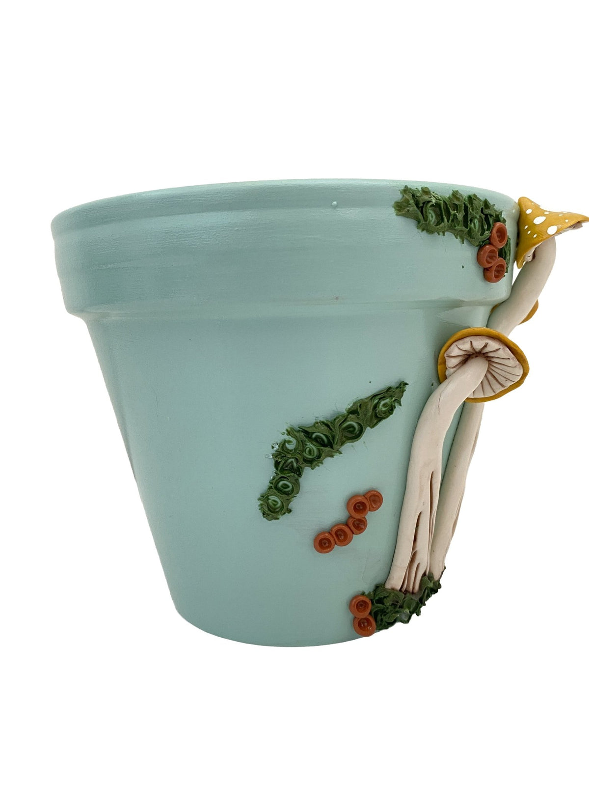 6" Sky Blue and Yellow Mushroom Motif Plant Pot - Shop at Persephone's Hearth