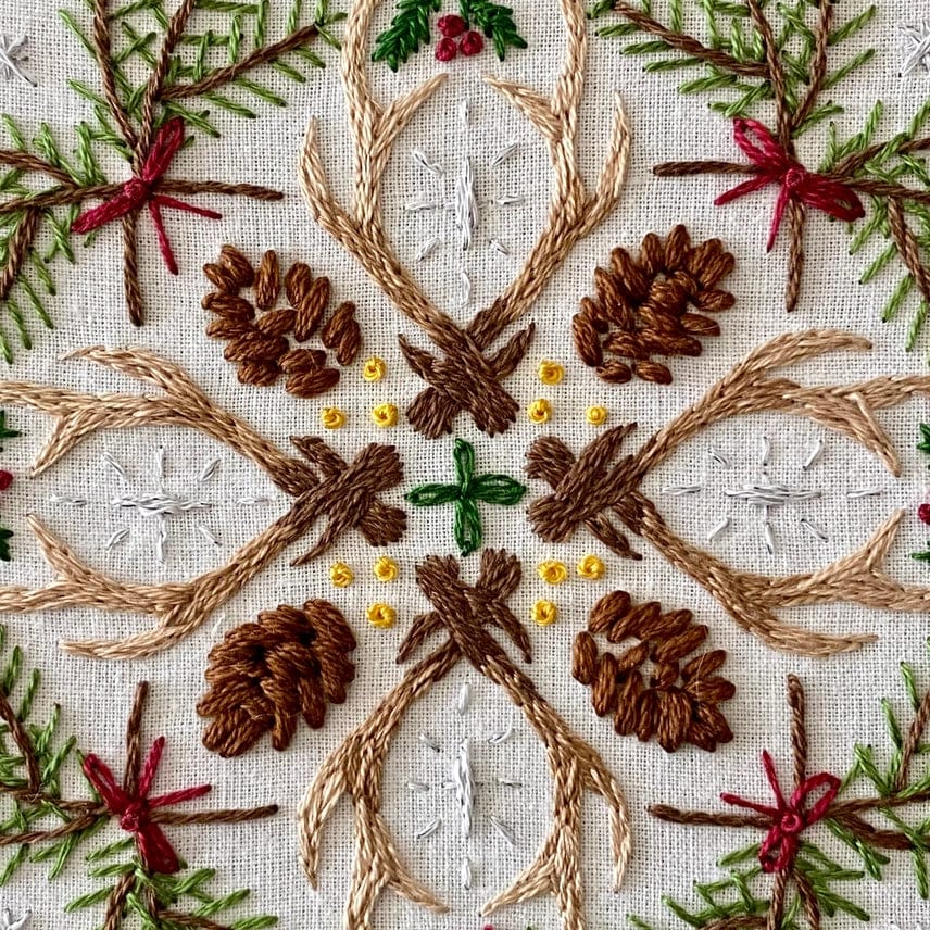 6" Winter Woodland Mandala DIY Embroidery Kit - Shop at Persephone's Hearth