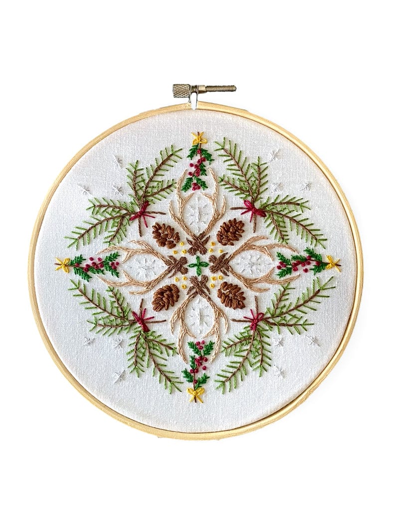 6" Winter Woodland Mandala DIY Embroidery Kit - Shop at Persephone's Hearth