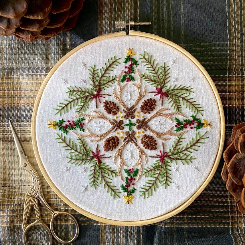 6" Winter Woodland Mandala DIY Embroidery Kit - Shop at Persephone's Hearth