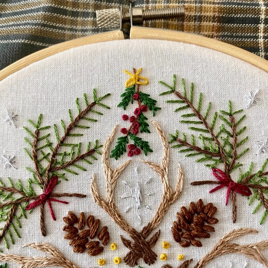 6" Winter Woodland Mandala DIY Embroidery Kit - Shop at Persephone's Hearth