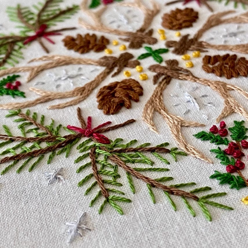 6" Winter Woodland Mandala DIY Embroidery Kit - Shop at Persephone's Hearth