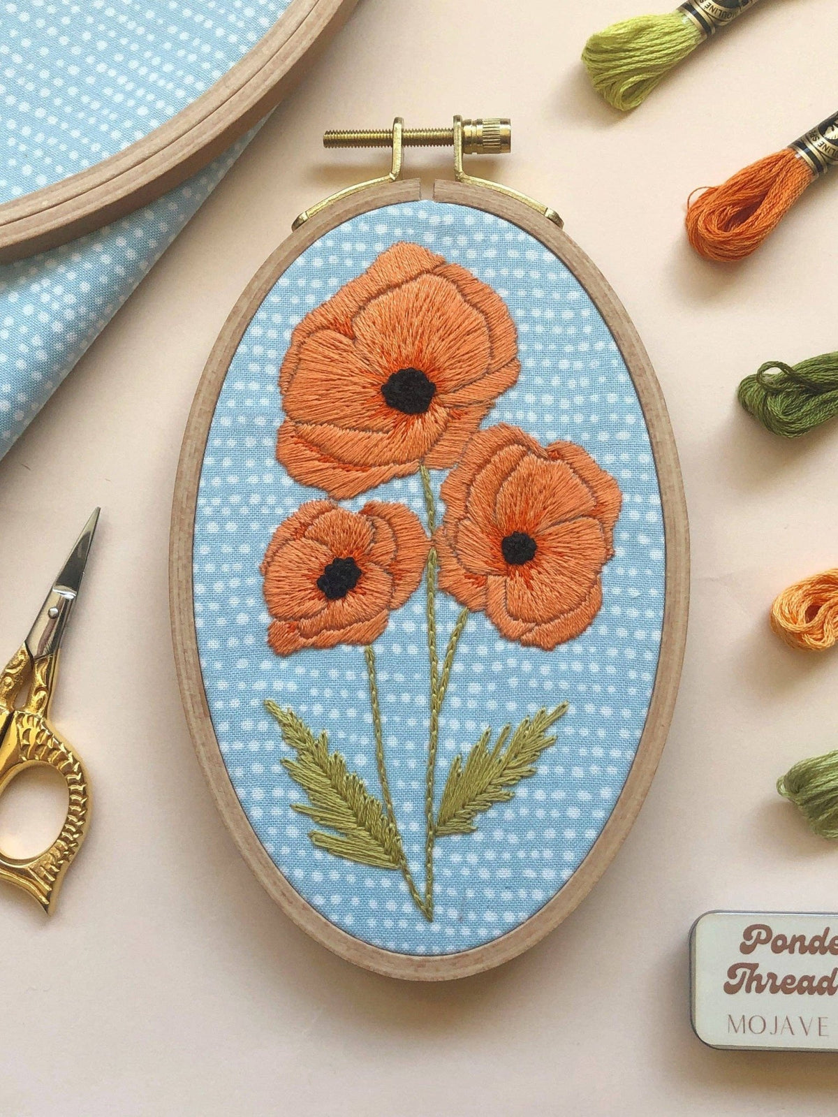 6" x 4" Poppies Embroidery Kit - Shop at Persephone's Hearth