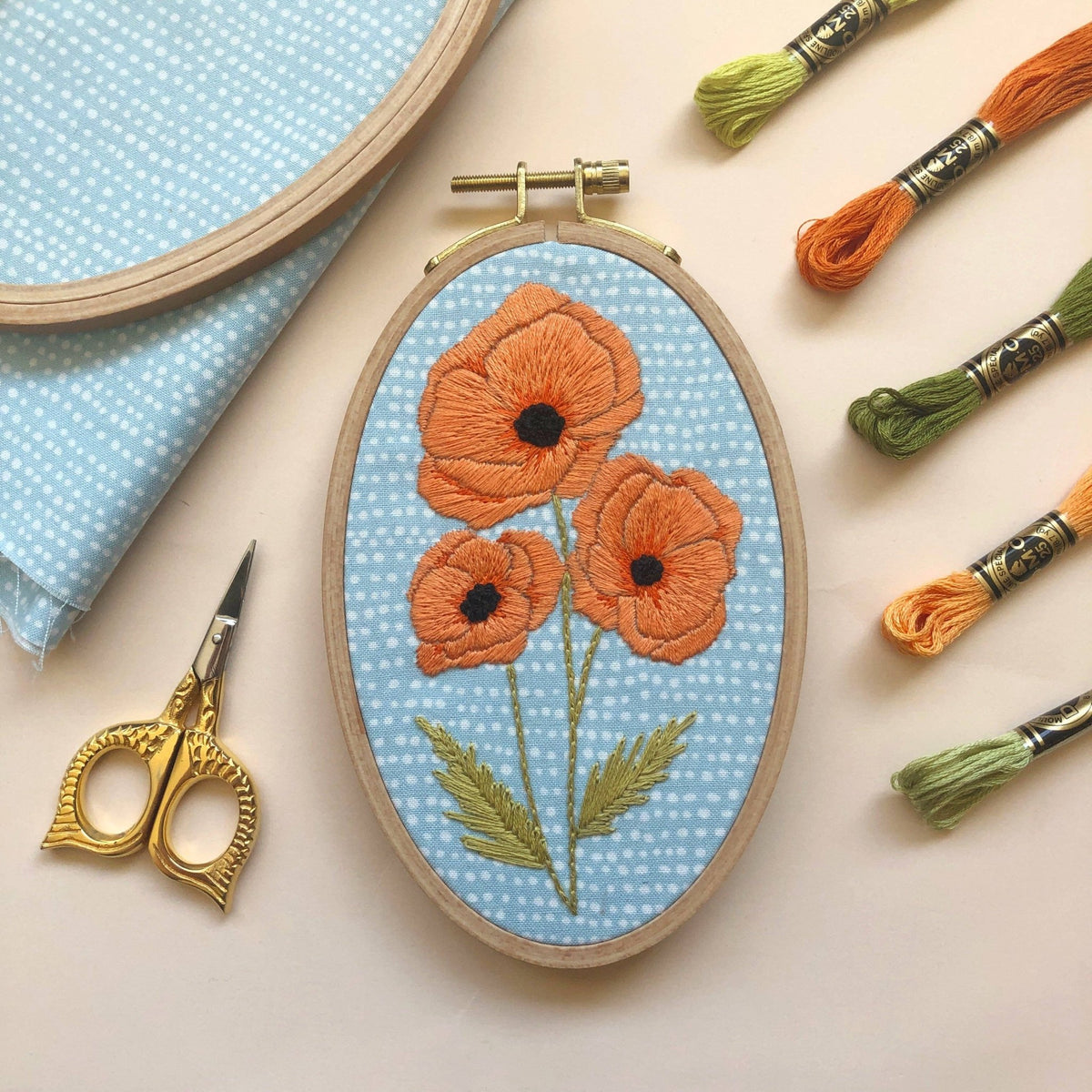 6" x 4" Poppies Embroidery Kit - Shop at Persephone's Hearth
