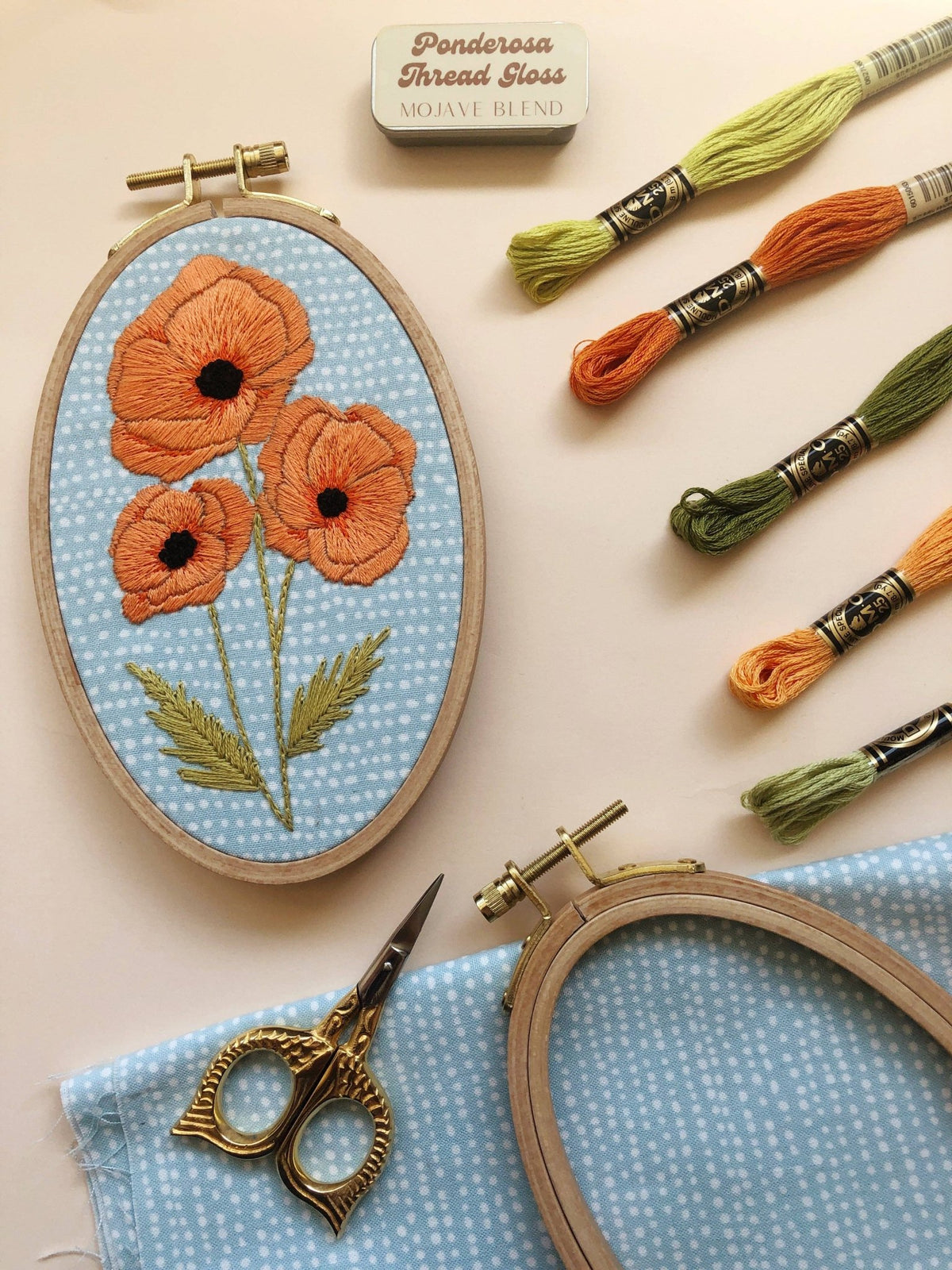 6" x 4" Poppies Embroidery Kit - Shop at Persephone's Hearth