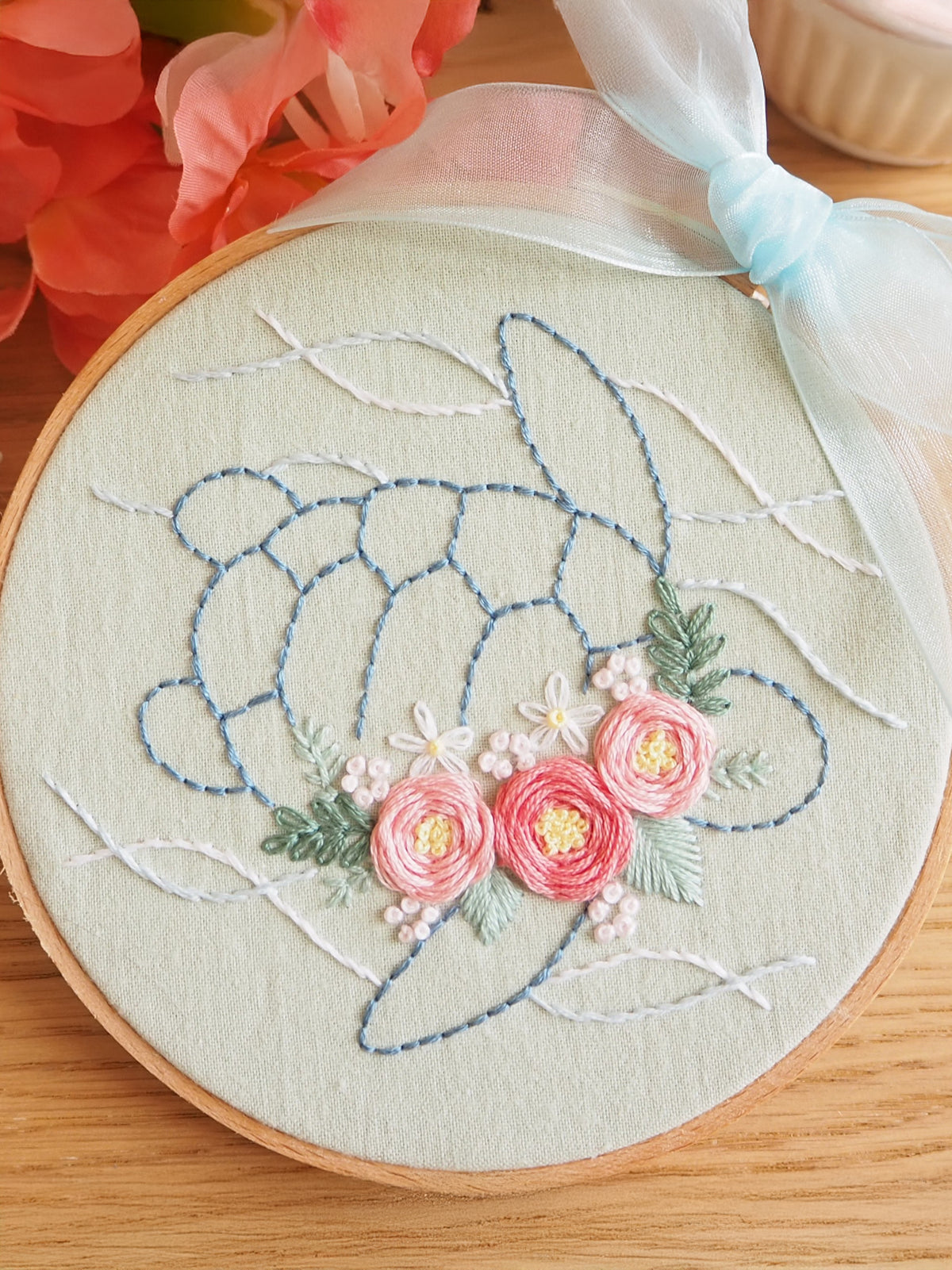 5" Beginner Green Turtle Embroidery Kit