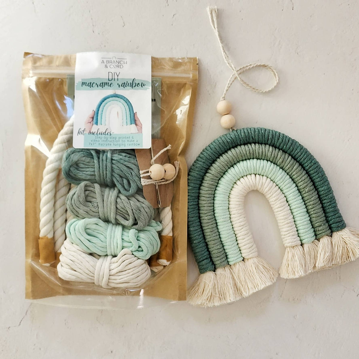 A Branch & Cord DIY Macrame Rainbow Kit / Craft/ Crafts/ Do It Yourself: Jade