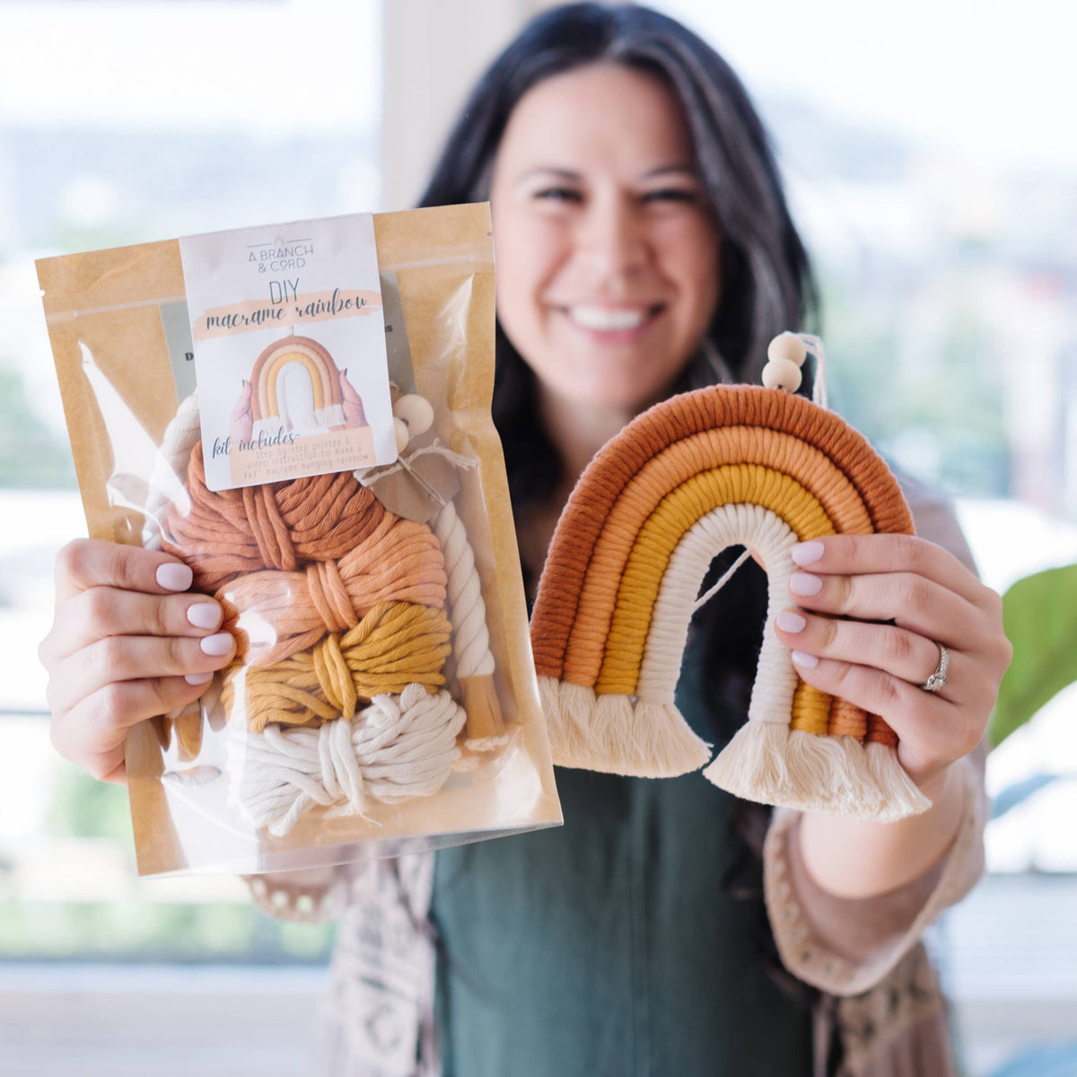 A Branch & Cord DIY Macrame Rainbow Kit / Craft/ Crafts/ Do It Yourself: Jade