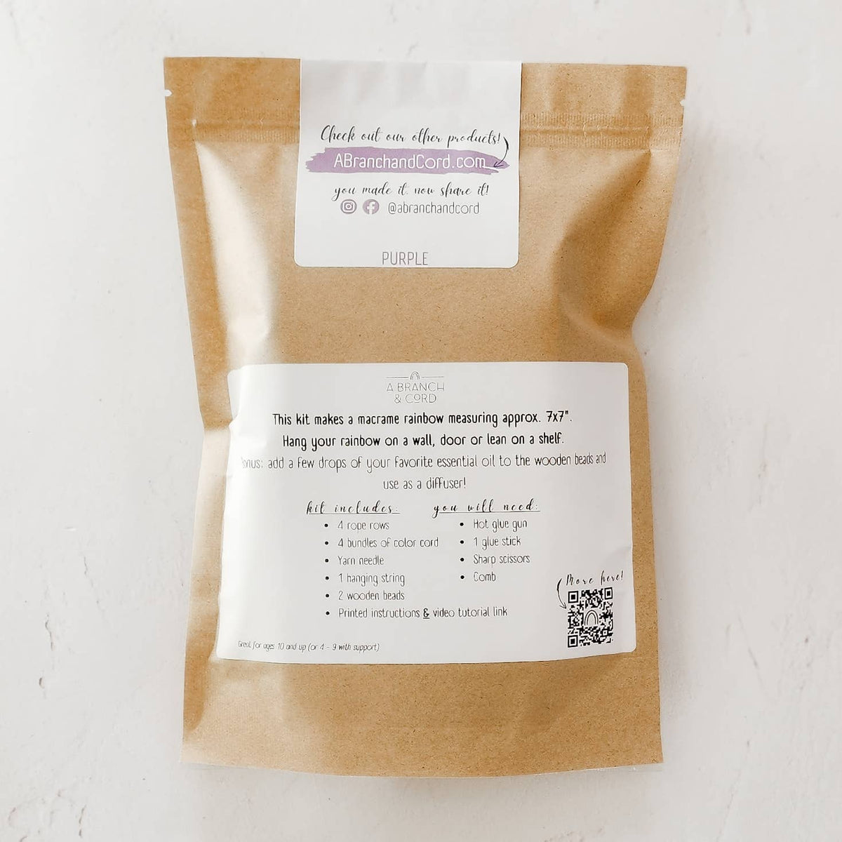 A Branch & Cord DIY Macrame Rainbow Kit / Craft/ Crafts/ Do It Yourself: Jade