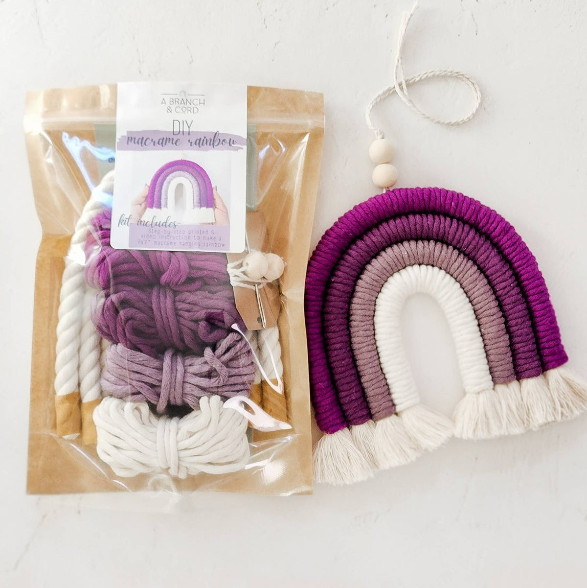 A Branch & Cord DIY Macrame Rainbow Kit / Craft/ Crafts/ Do It Yourself: Purple