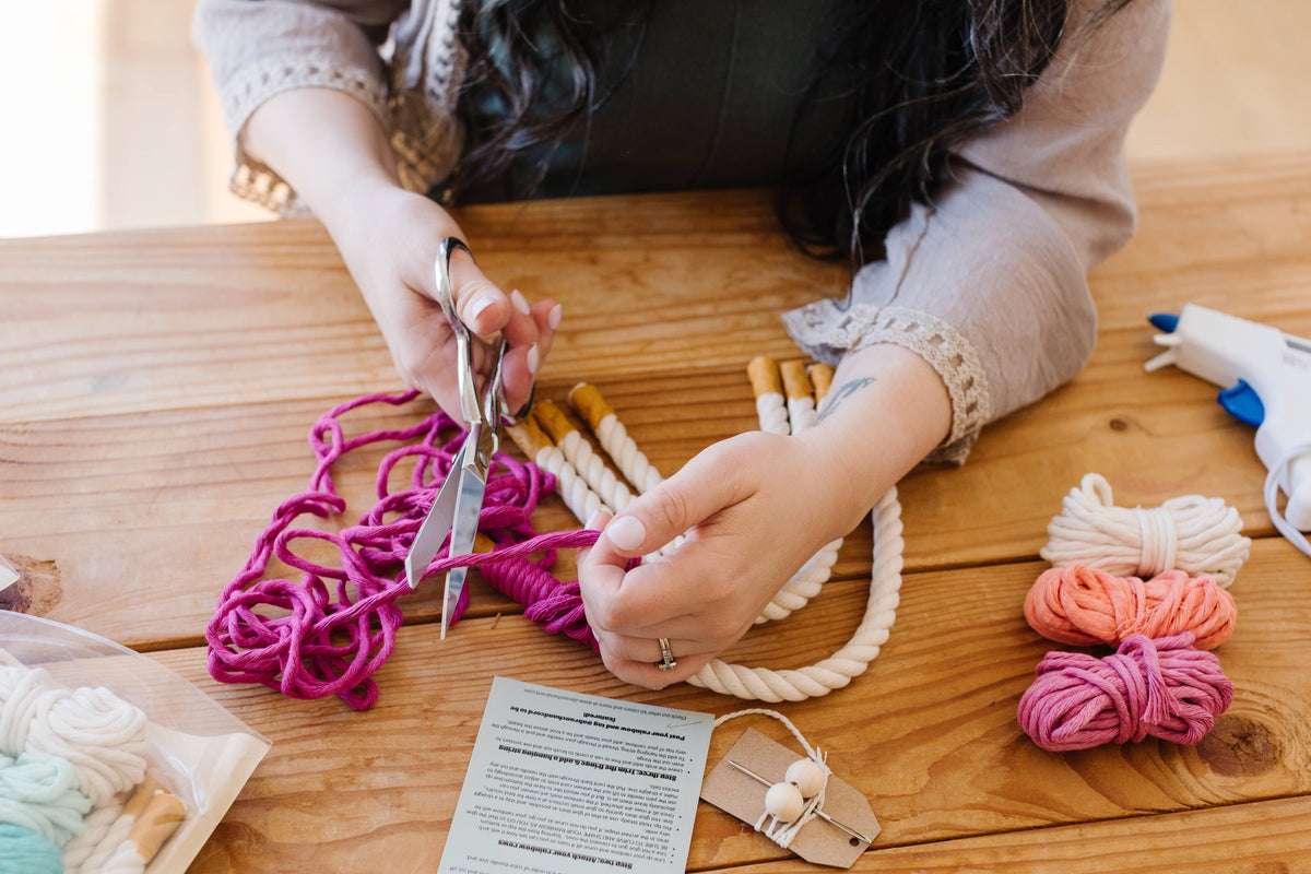 A Branch & Cord DIY Macrame Rainbow Kit / Craft/ Crafts/ Do It Yourself: Sweet Pink