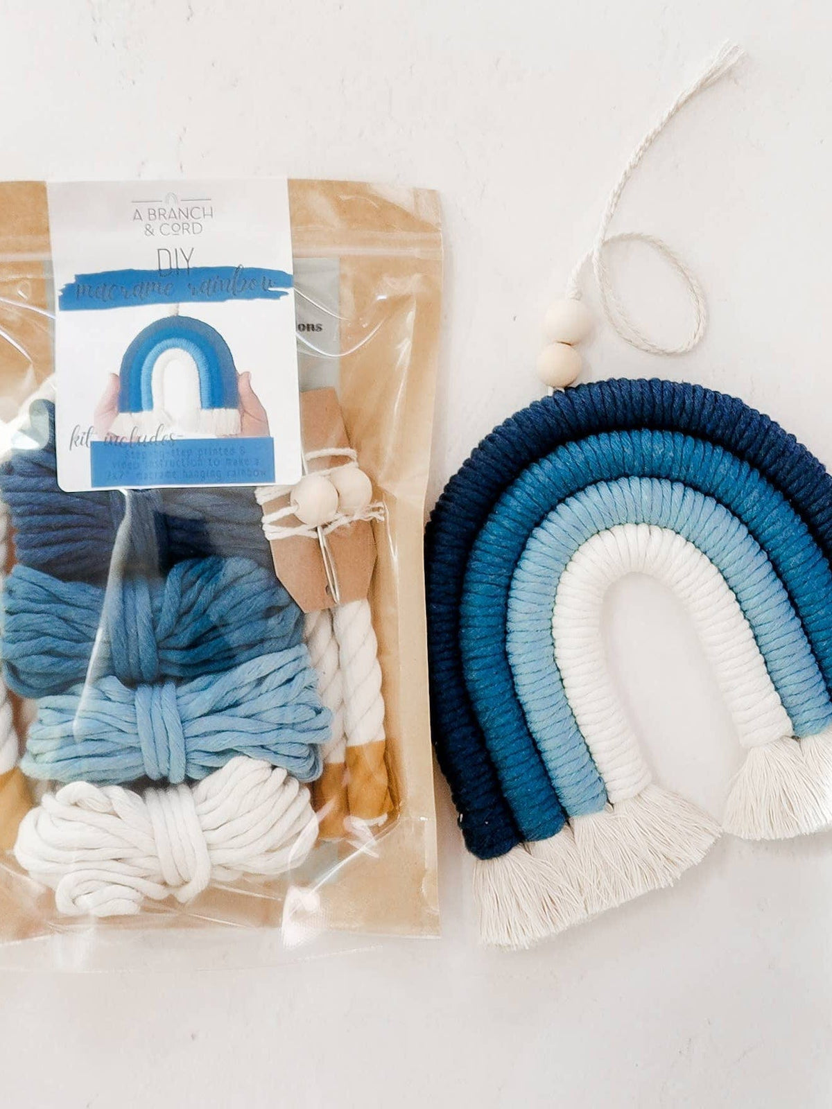 A Branch & Cord Macrame Kit The Blues DIY Rainbow Beginner Macrame Kit