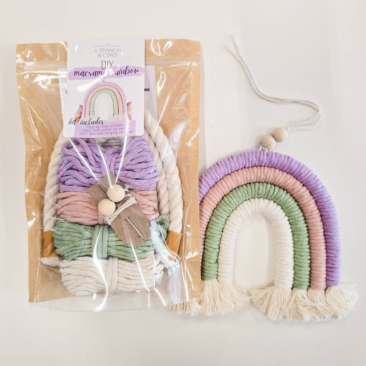 A Branch & Cord Spring DIY Rainbow Beginner Macrame Kit