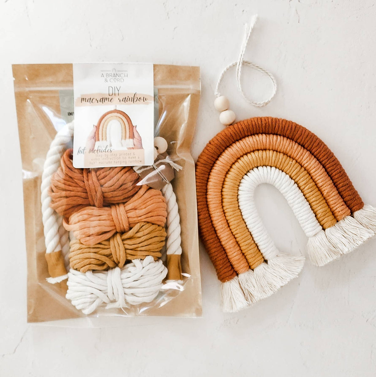 A Branch & Cord Sunset DIY Rainbow Beginner Macrame Kit