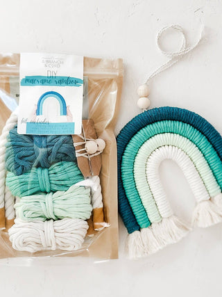 A Branch & Cord Teal DIY Rainbow Beginner Macrame Kit