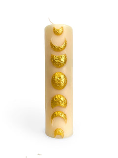 Golden Moon Phase Pillar Candle