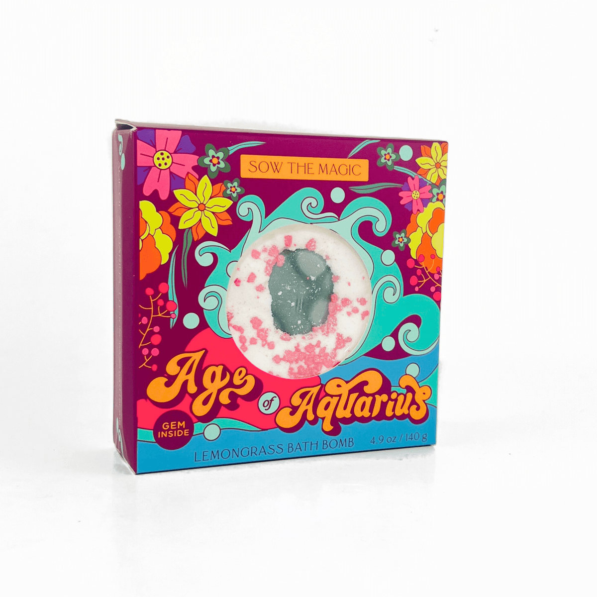 Age of Aquarius Lemongrass Bath Bomb with Aventurine - Shop at Persephone's Hearth