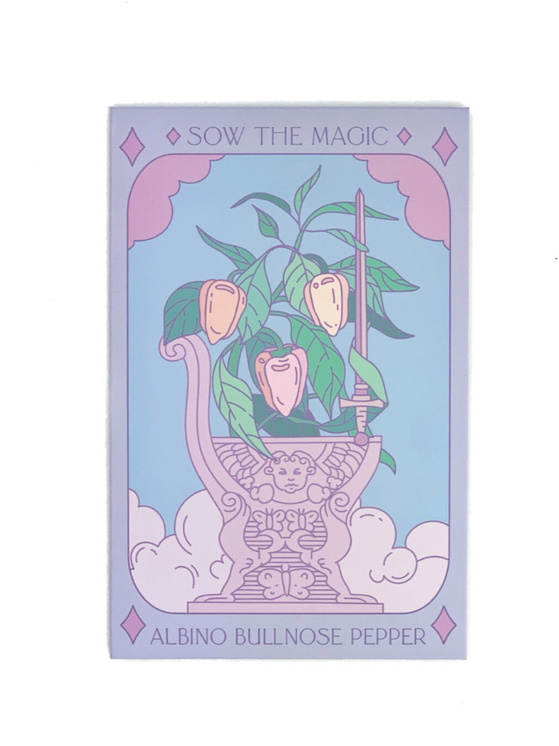 Albino Bullnose Pepper Tarot Garden Seed Packet - Shop at Persephone's Hearth