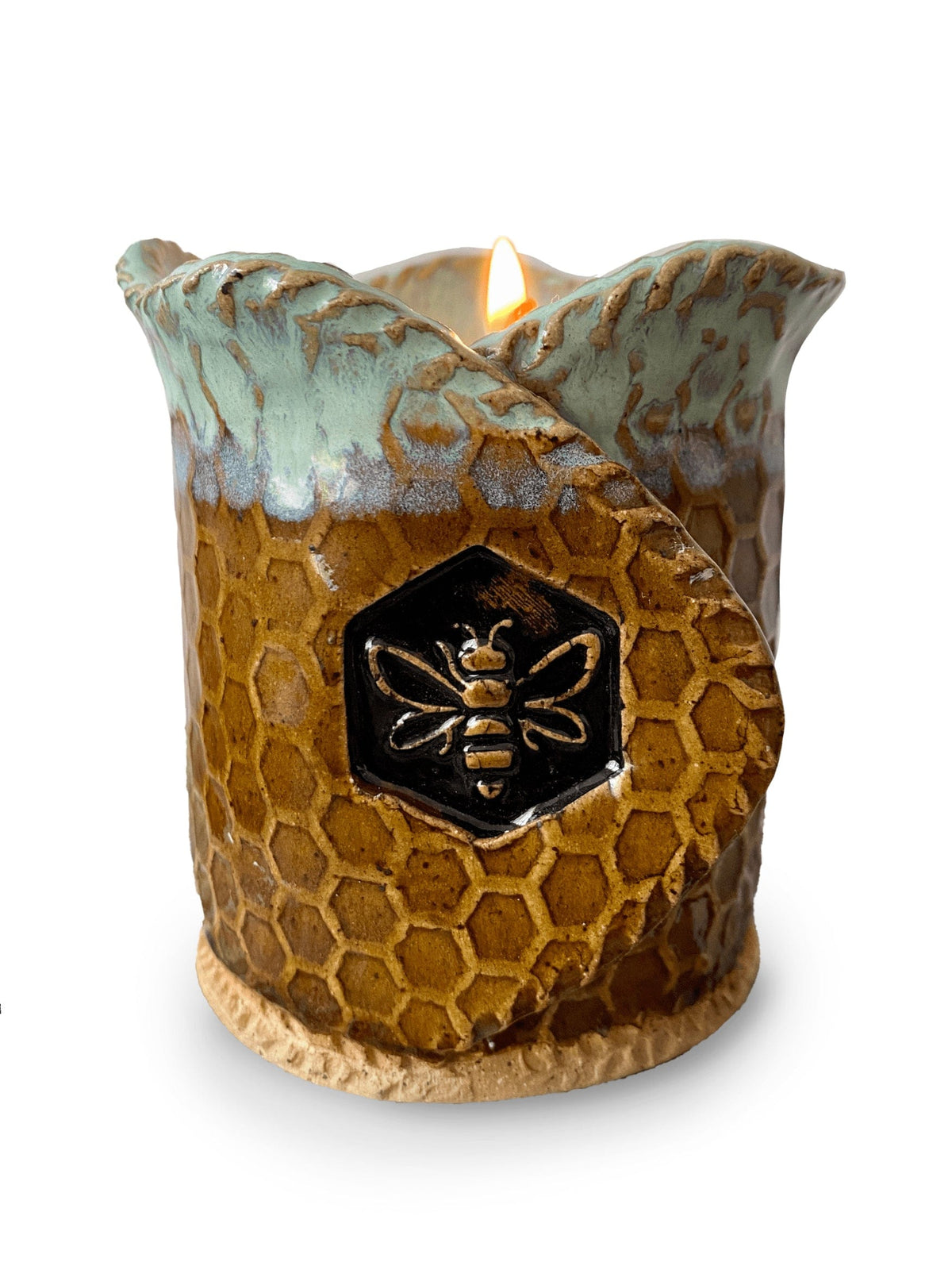 AMG Pottery Pottery Honeycomb Bee Candle