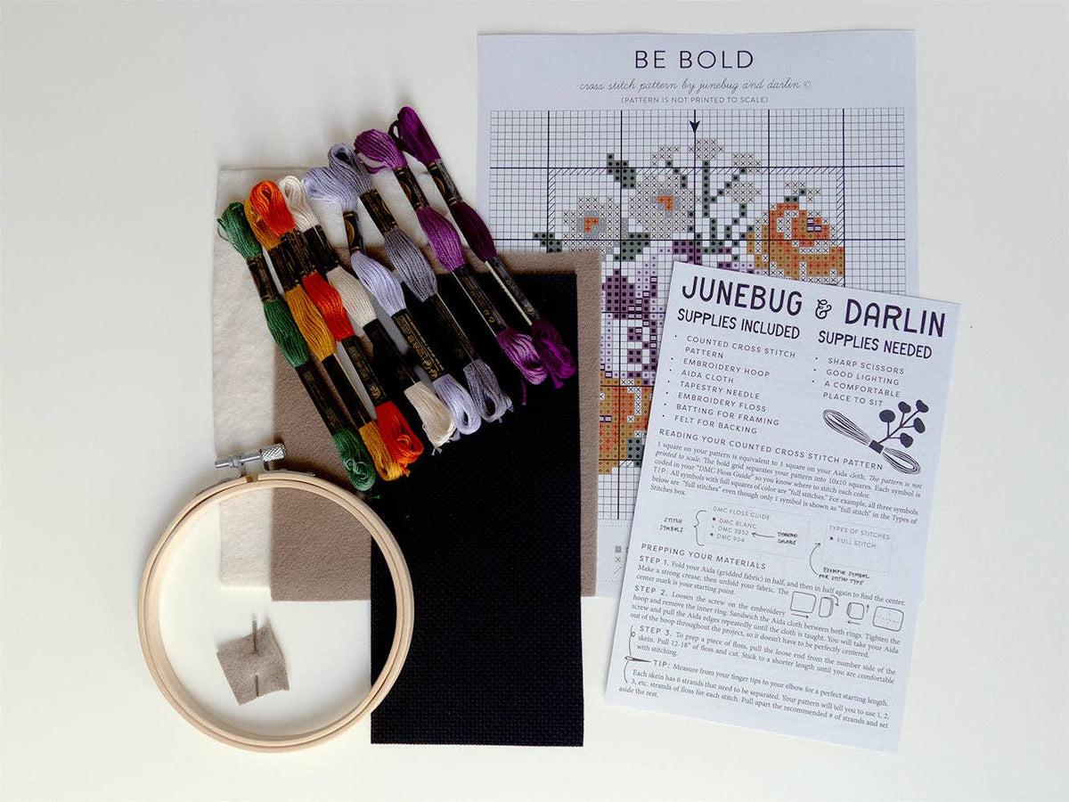 "Be Bold" Cross Stitch Kit - Shop at Persephone's Hearth