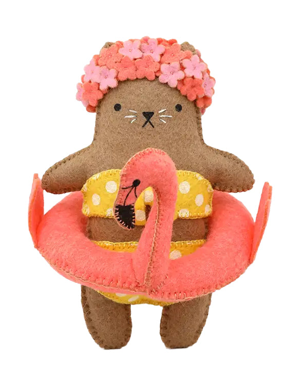 *Pre-order* Flamingo Cat Embroidery & Felt Doll Kit
