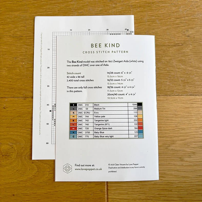 Bee Kind Cross Stitch Kit (Hoop not included) - Shop at Persephone's Hearth