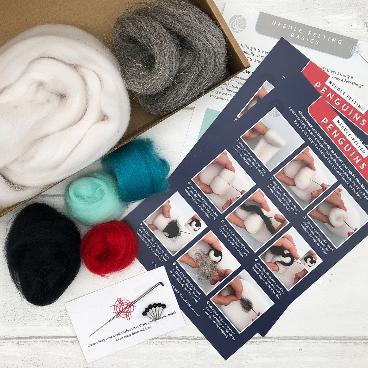 Beginner Baby Penguins Needle Felting Kit - Shop at Persephone's Hearth