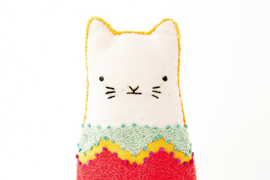 Beginner "Fiesta Cat" Embroidery Doll Kit - Shop at Persephone's Hearth