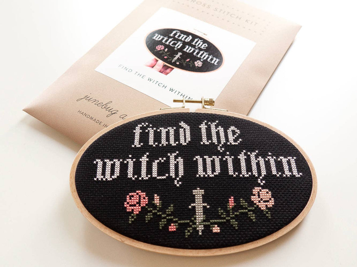 Beginner "Find the Witch Within" Cross Stitch Kit - Shop at Persephone's Hearth