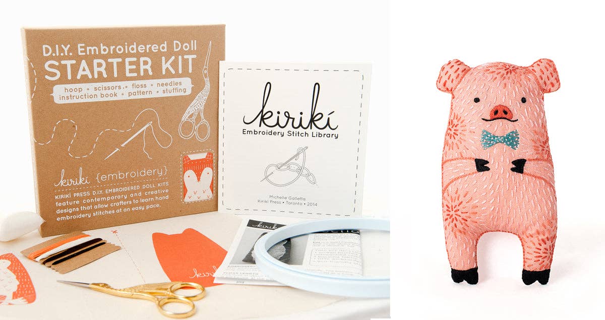 *Pre - Order* Beginner "Pig" Embroidery Doll Kit - Shop at Persephone's Hearth