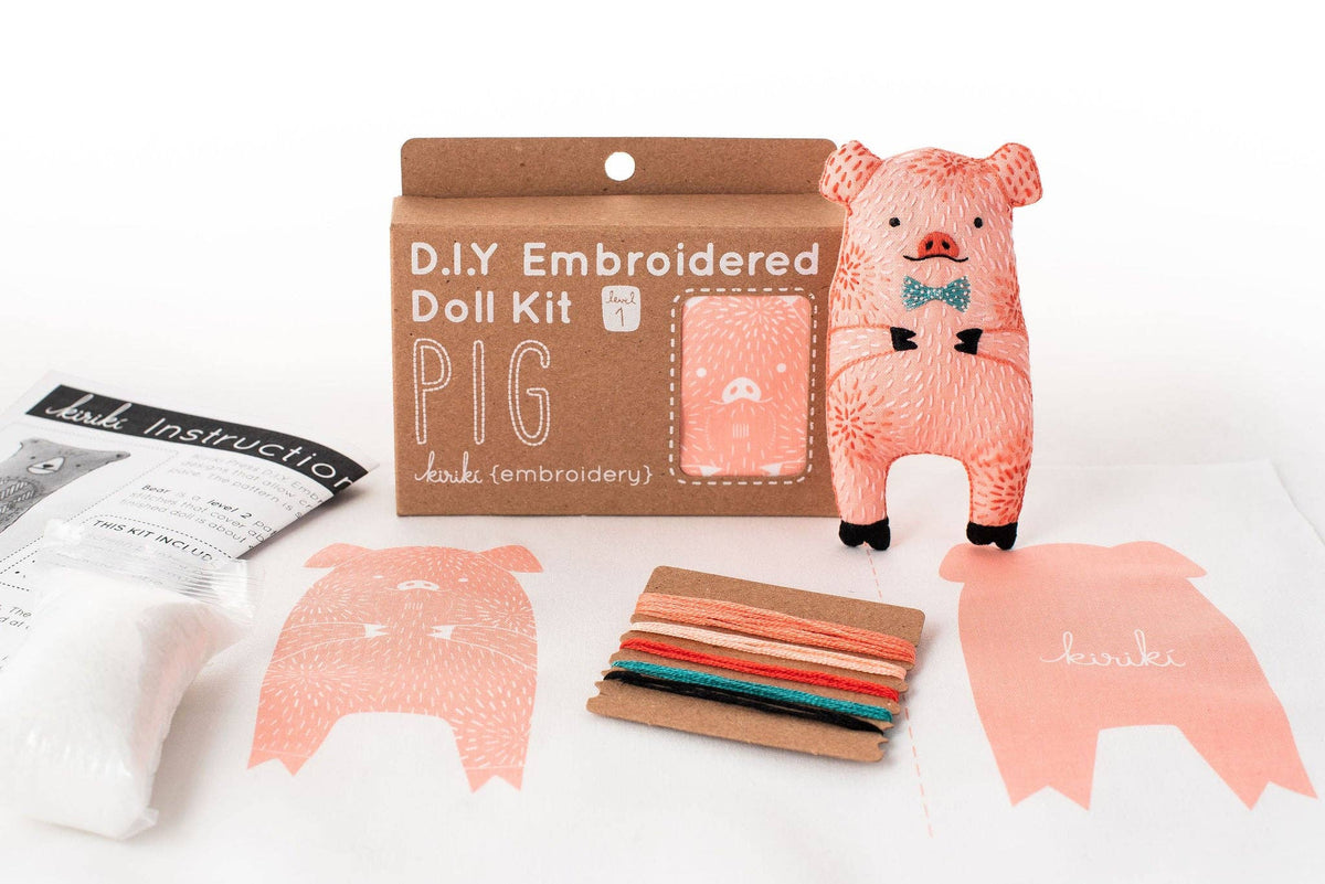 *Pre - Order* Beginner "Pig" Embroidery Doll Kit - Shop at Persephone's Hearth