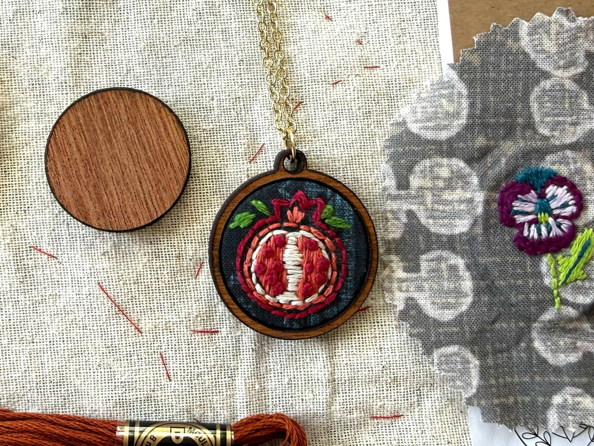 Beginner Pomegranate Necklace Embroidery Kit - Shop at Persephone's Hearth
