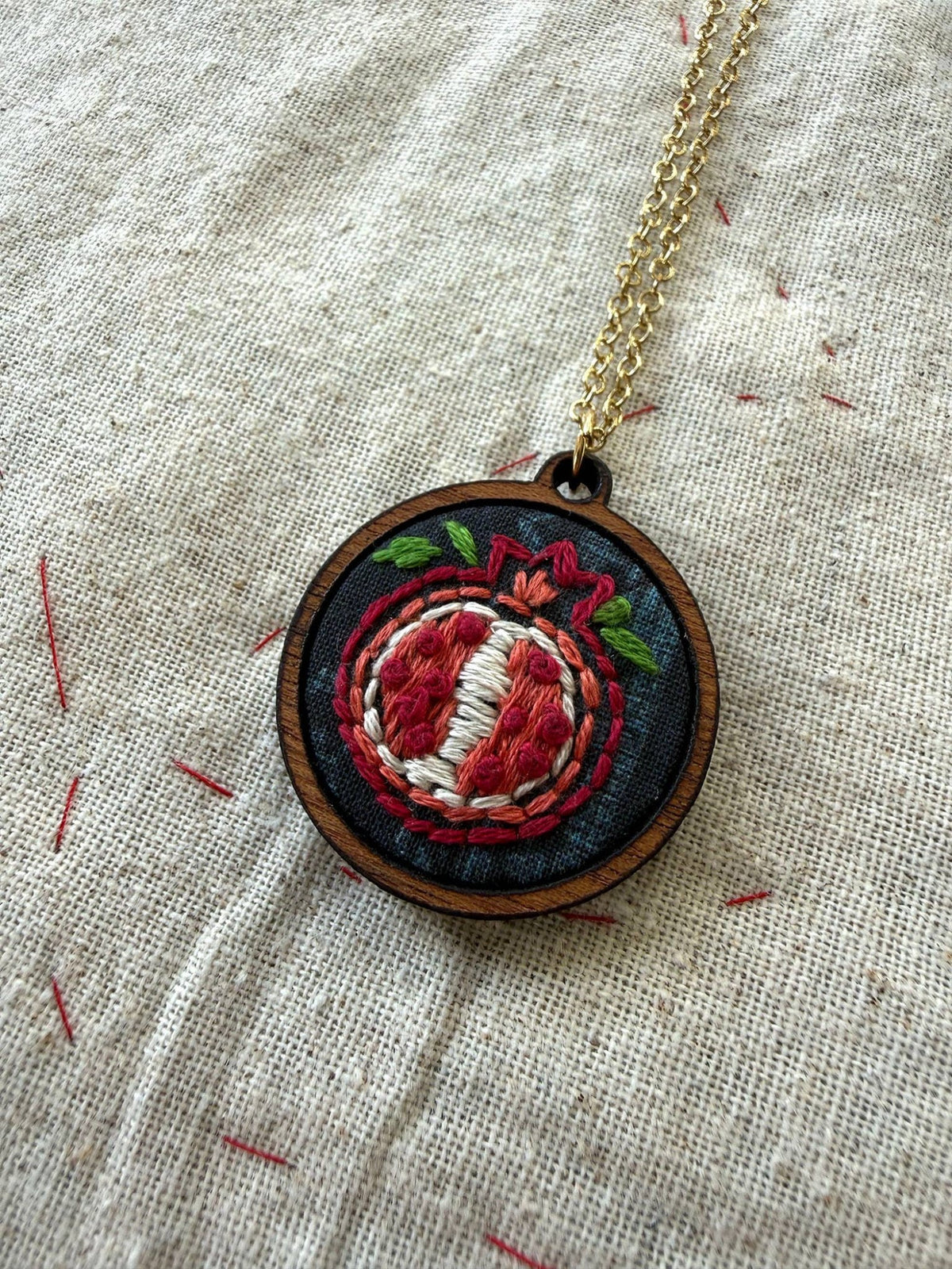 Beginner Pomegranate Necklace Embroidery Kit - Shop at Persephone's Hearth