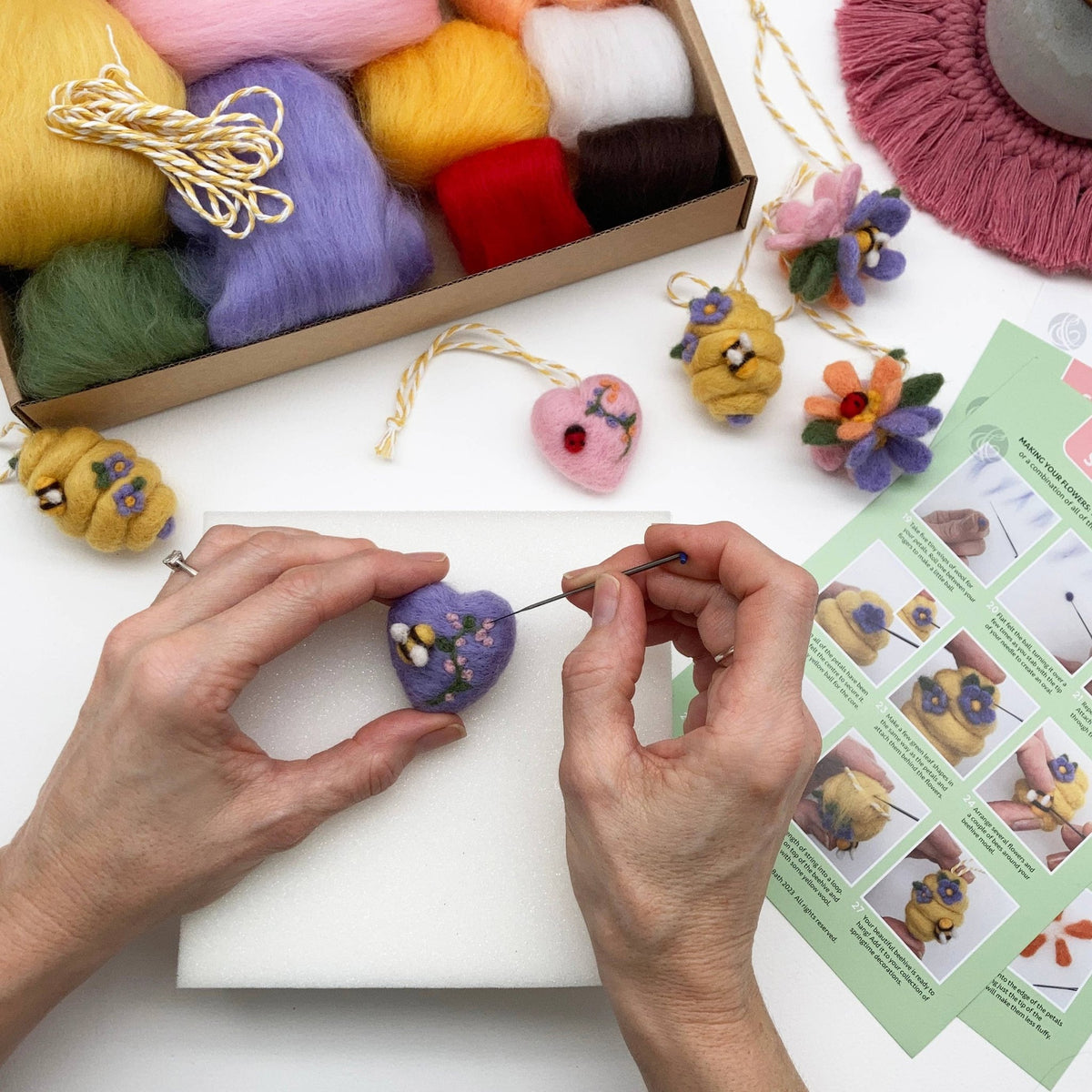 Beginner Springtime Ornaments Needle Felting Kit - Shop at Persephone's Hearth