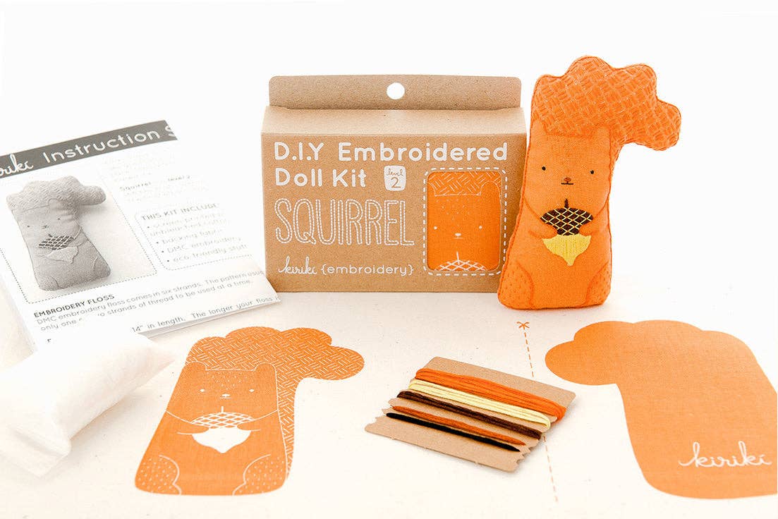 Beginner "Squirrel" Embroidery Doll Kit - Shop at Persephone's Hearth
