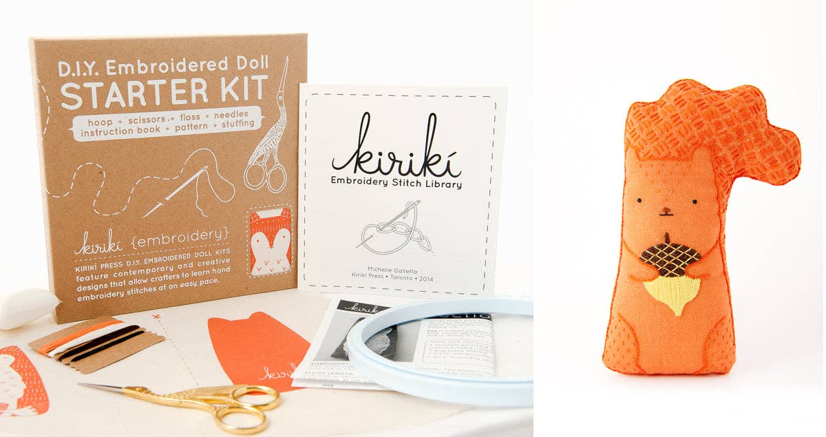Beginner "Squirrel" Embroidery Doll Kit - Shop at Persephone's Hearth