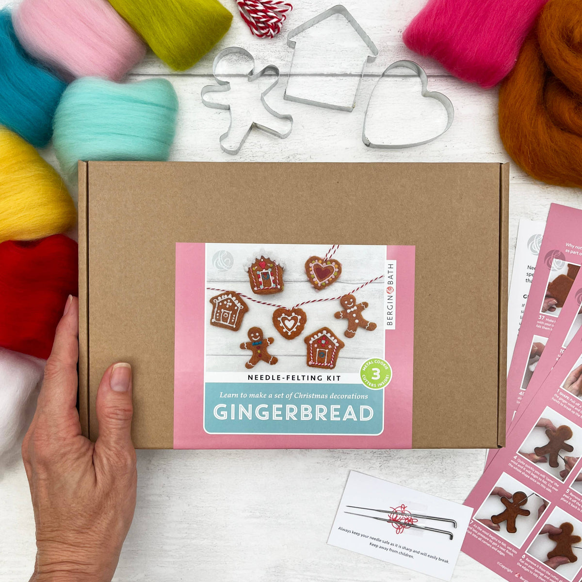 Bergin & Bath Needle Felting Kit Beginner Gingerbread Decorations Needle Felting Kit