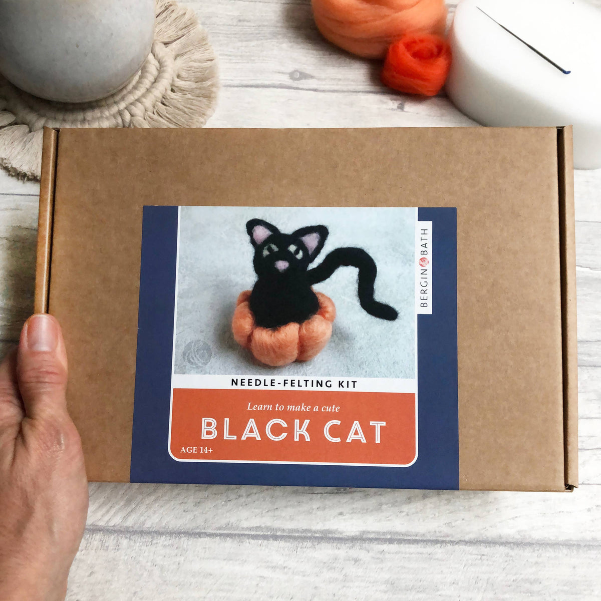 Bergin & Bath Needle Felting Kit, Black Cat. A Halloween craft kit