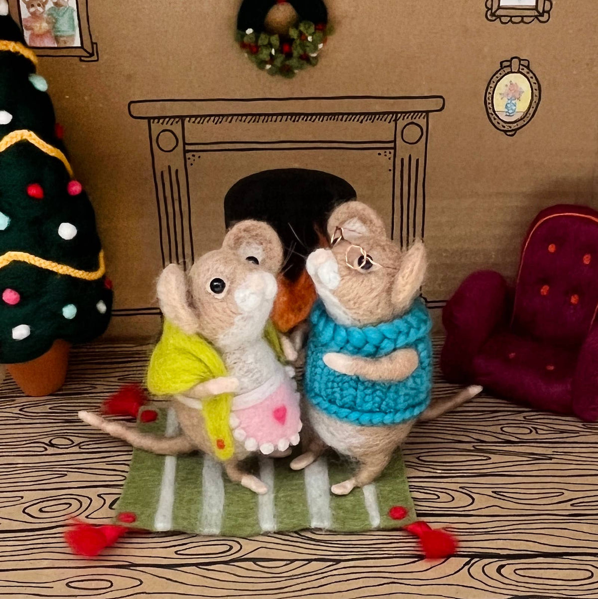 Bergin & Bath Needle Felting Kit *Pre-order* Deluxe Christmas Mouse Advent Calendar Needle Felting Kit