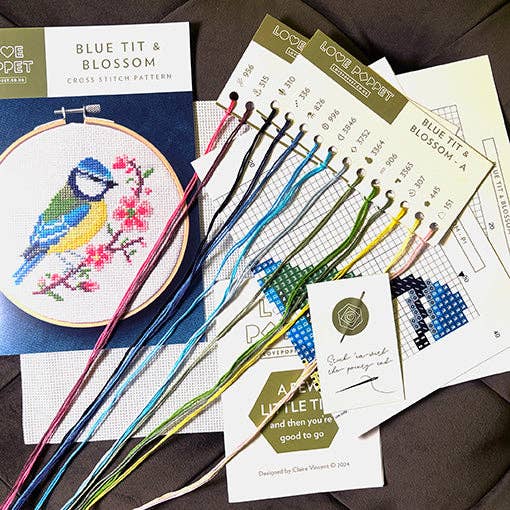 Bird & Blossom Cross Stitch Kit (Hoop not included) - Shop at Persephone's Hearth