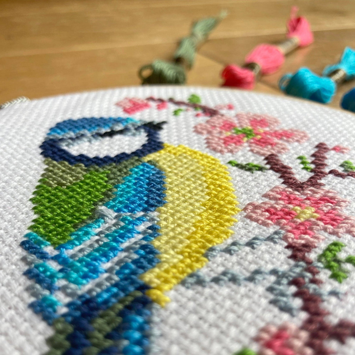 Bird & Blossom Cross Stitch Kit (Hoop not included) - Shop at Persephone's Hearth