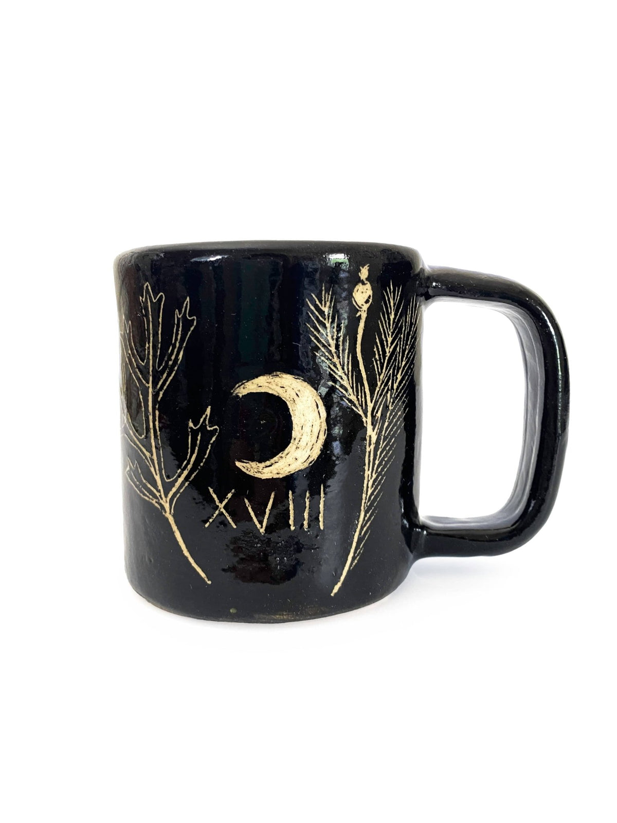 Black Moon, Weeping Eye, Mugwort, and Poppy Mug, 10 oz - Shop at Persephone's Hearth