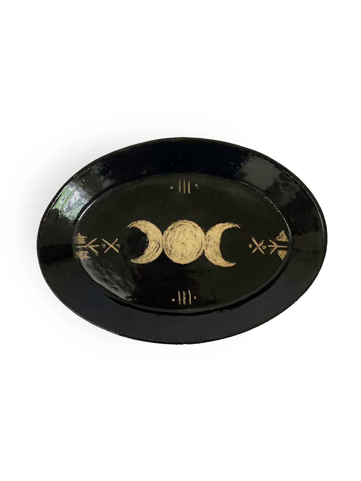 Black Triple Moon Runic Plate - Shop at Persephone's Hearth