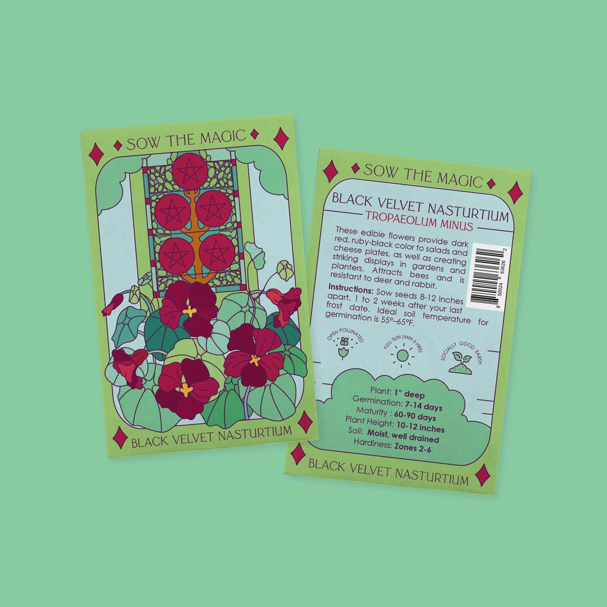 Black Velvet Nasturtium Tarot Garden Seed Packet - Shop at Persephone's Hearth