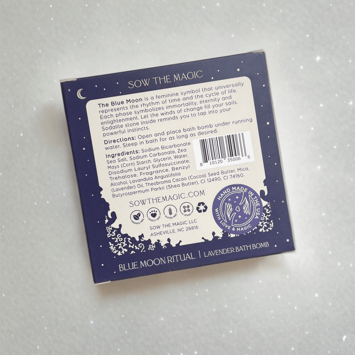 Blue Moon Lavender Bath Bomb with Sodalite - Shop at Persephone's Hearth